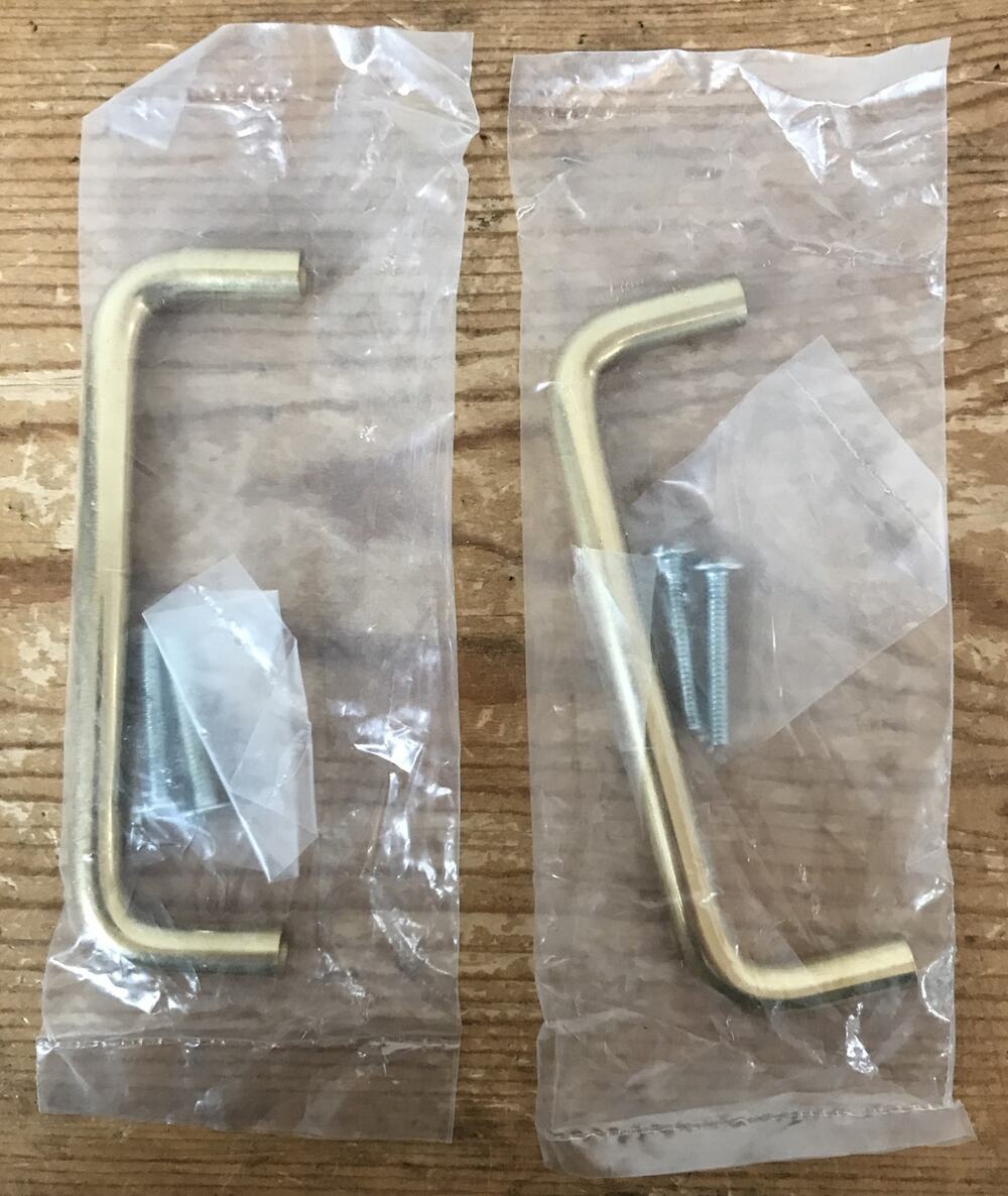 Set Pair 2 New Vtg 70s Solid Shiny Brass Drawer Cabinet Handles 3.75” Centers
